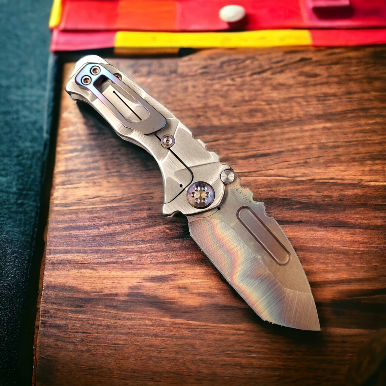 MKT Micro Praetorian T Tanto Point Custom Sculpted "Stained Glass" Silver Vulcan CPM S45VN