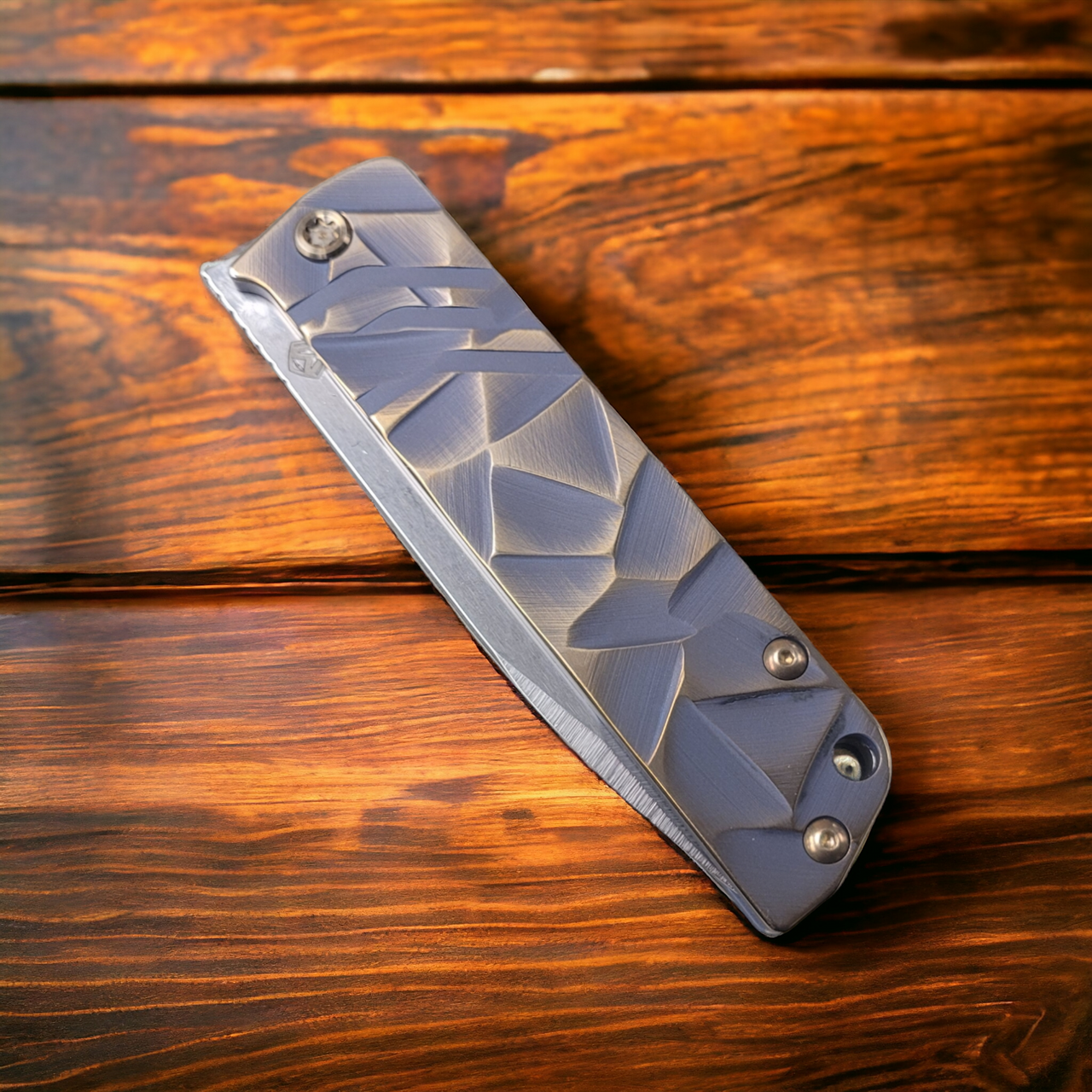 MKT The Antik Front Flipper Folding Knife Custom Stained Glass Sculpted