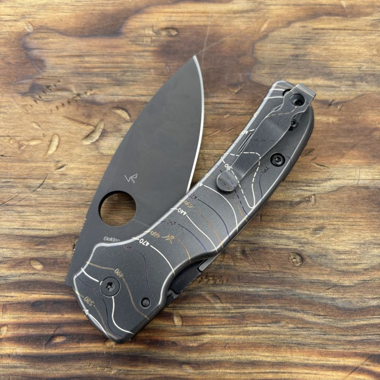 LynchNW Spyderco Shaman Skinny Scale/Clip/Blackspacer Set -Dark Abyss Topo