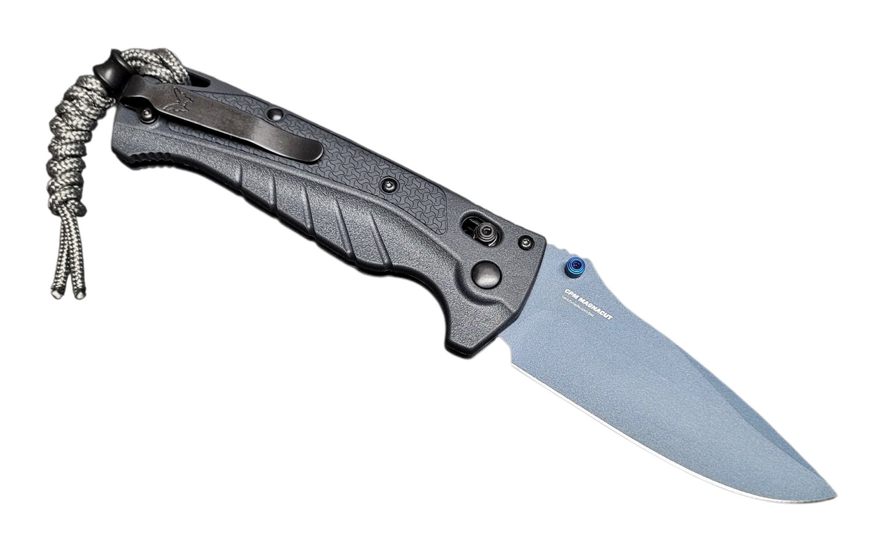 Benchmade Adira AXIS-Lock MagnaCut Knife Tempest Gray Grivory (3.9" Blue) 18060BT-01