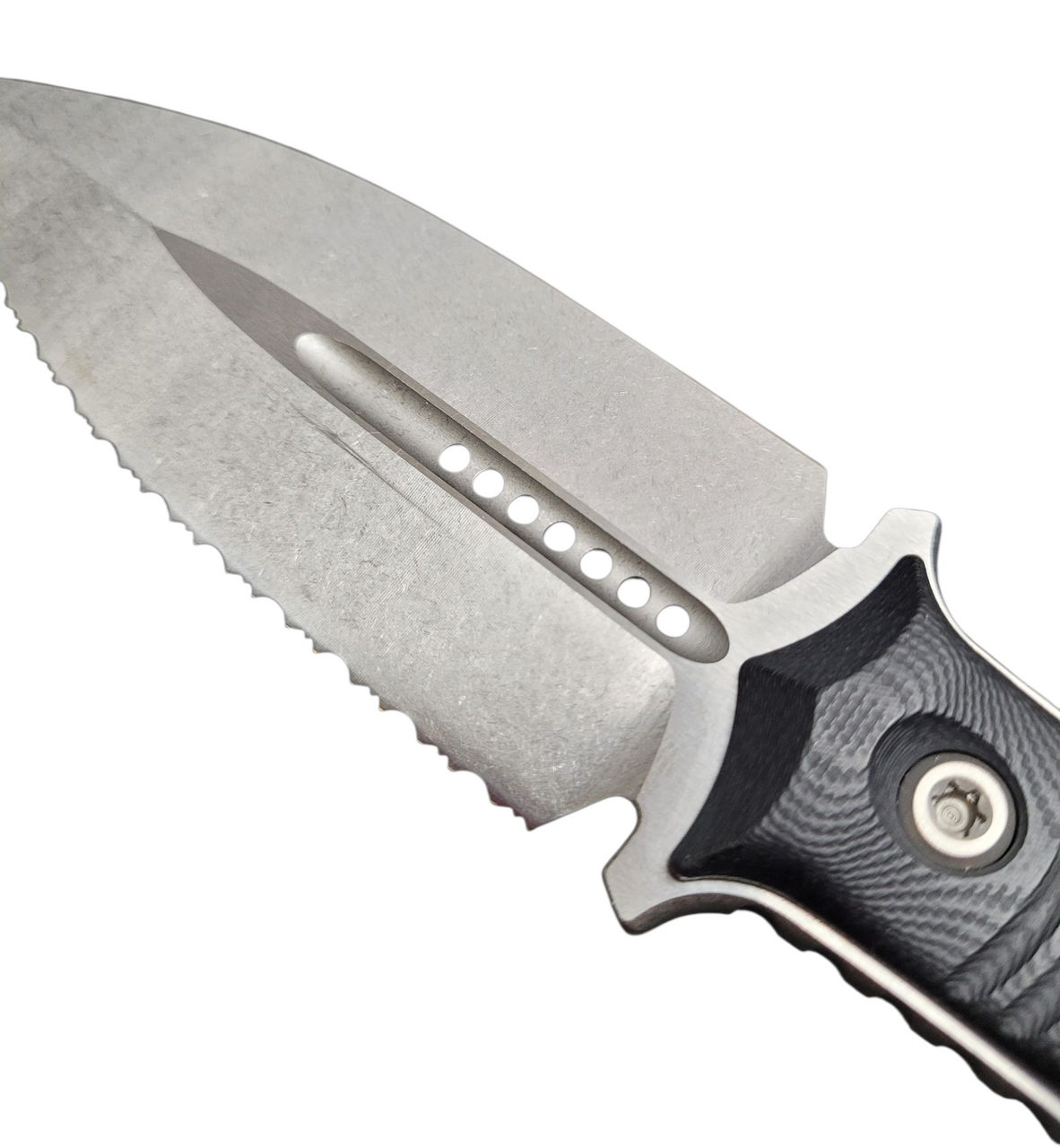 Pre-owned Microtech SBD D/E Stonewash Full Serrated 201-12 Fixed Blade