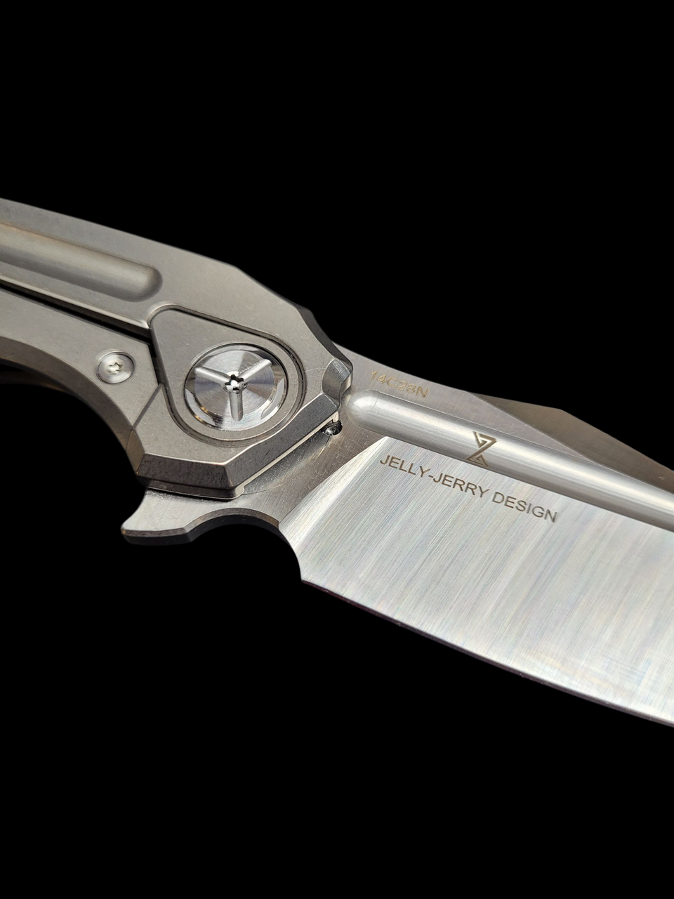 Pre-owned TwoSun Folding Knife Titanium Handle 14C28N Stonewashed TS220