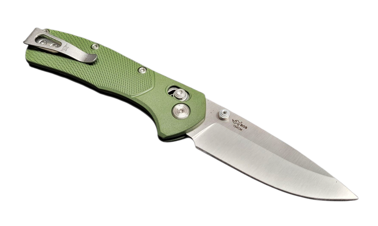 Buck Range Pro Crossbar Lock Folding Knife 154CM Satin Drop Point Blade, Green GFN Handles 13922