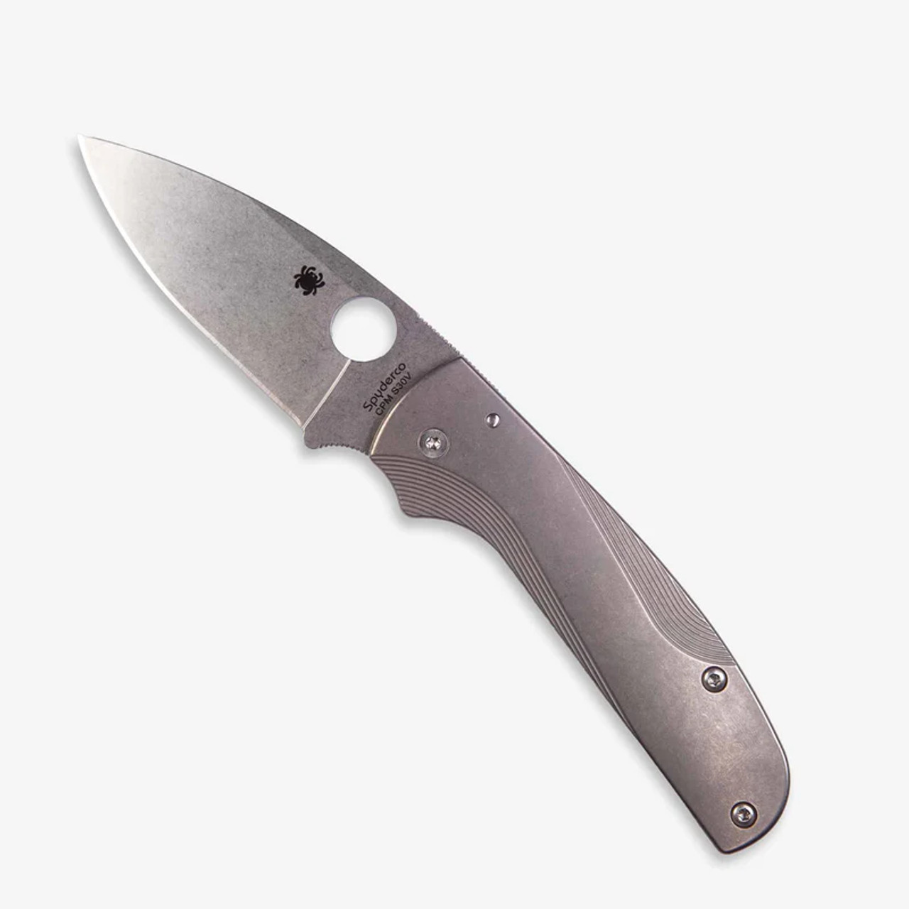 Flytanium Spyderco Shaman Lotus Stonewash Titanium Scales 