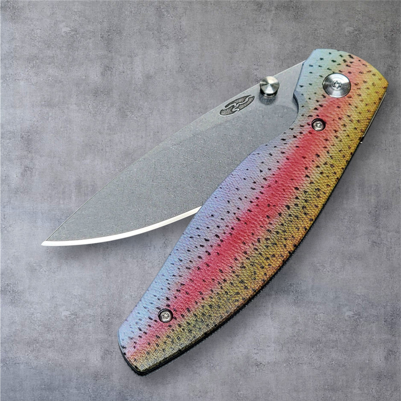 TRM Atom 3D Contoured G10 Rainbow Trout Scales - 20CV Blade - Made In USA