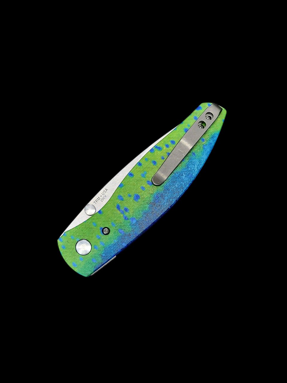 TRM Atom 3D Contoured G10 Mahi Mahi Scales - 20CV Blade - Made In USA