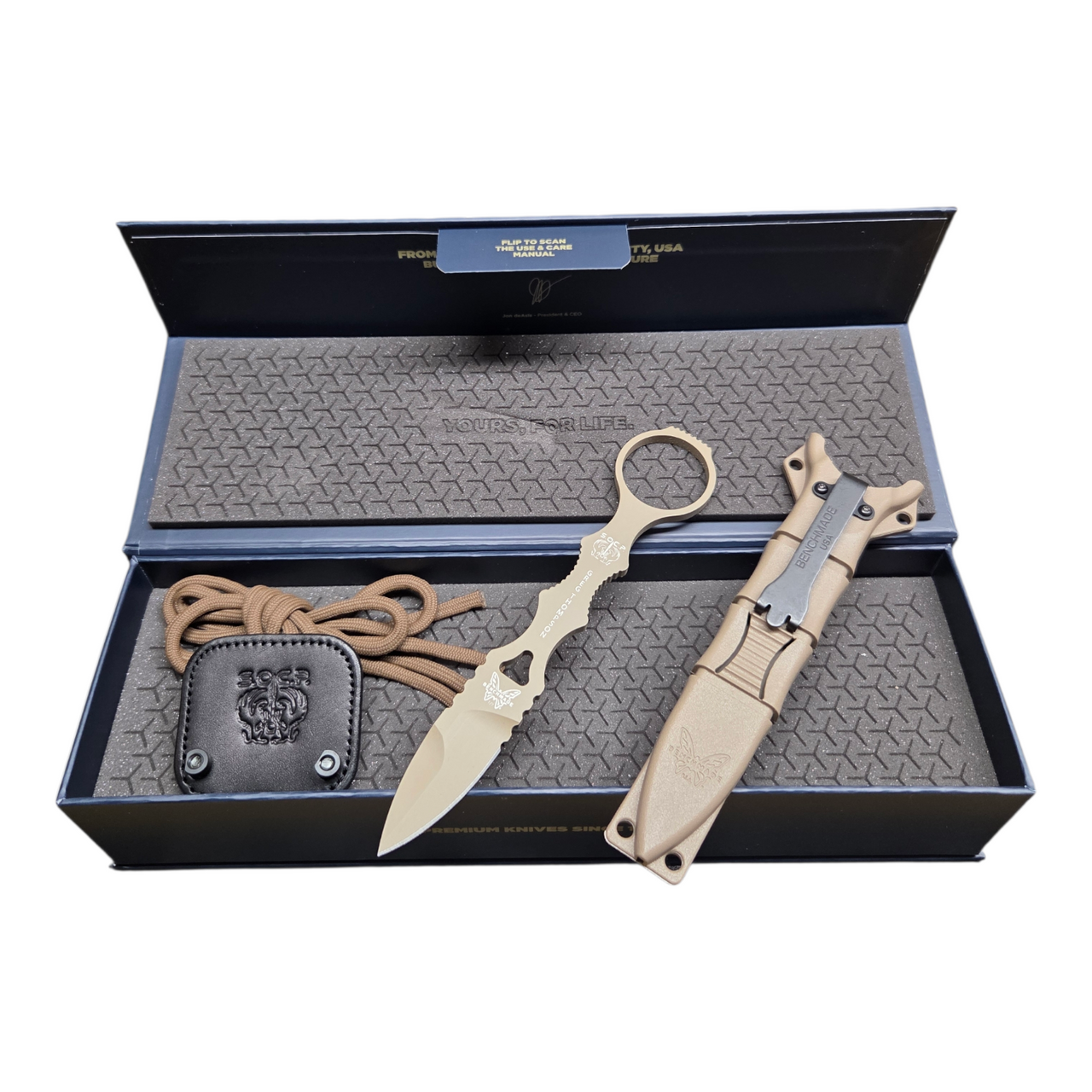 Benchmade Mini SOCP Dagger 2.22" 440C Tan Spear, Ring 177SN