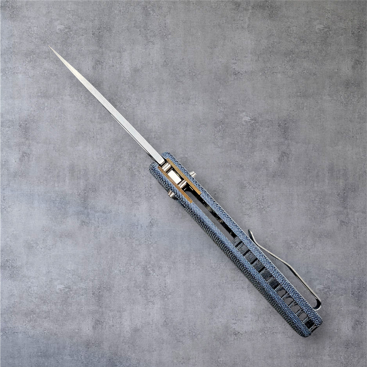 TRM Blue Denim Micarta 3D Bulldog With Magnacut Blade-Made In USA