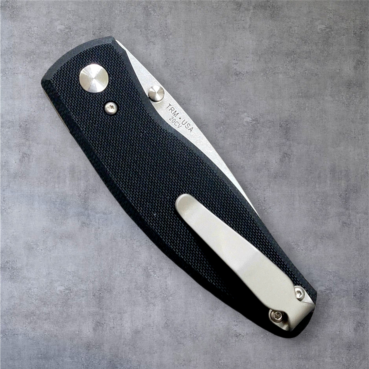 TRM Neutron 2 Linerlock Jet Black G10 Flat Scales - 20CV Blade - Made In USA