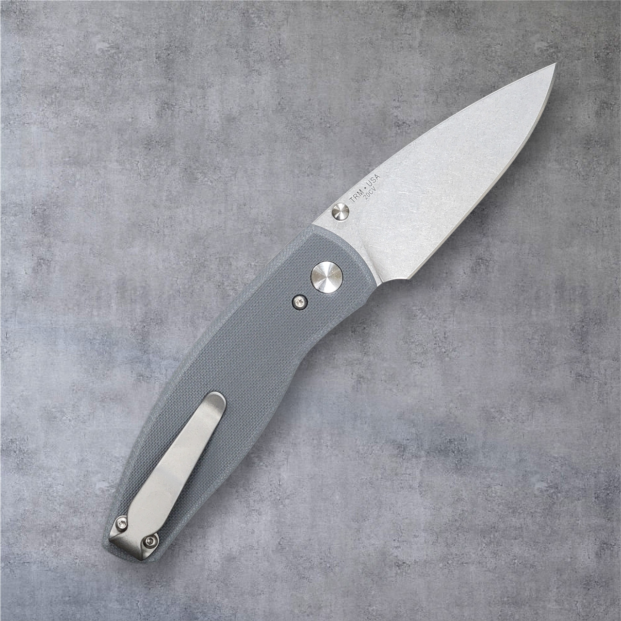 TRM Neutron 2 Linerlock Slate Gray G10 Flat Scales - 20CV Blade - Made In USA