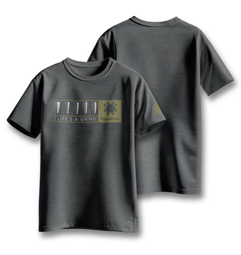 Spyderco T-Shirt Life's A Grind™ Heather Gray