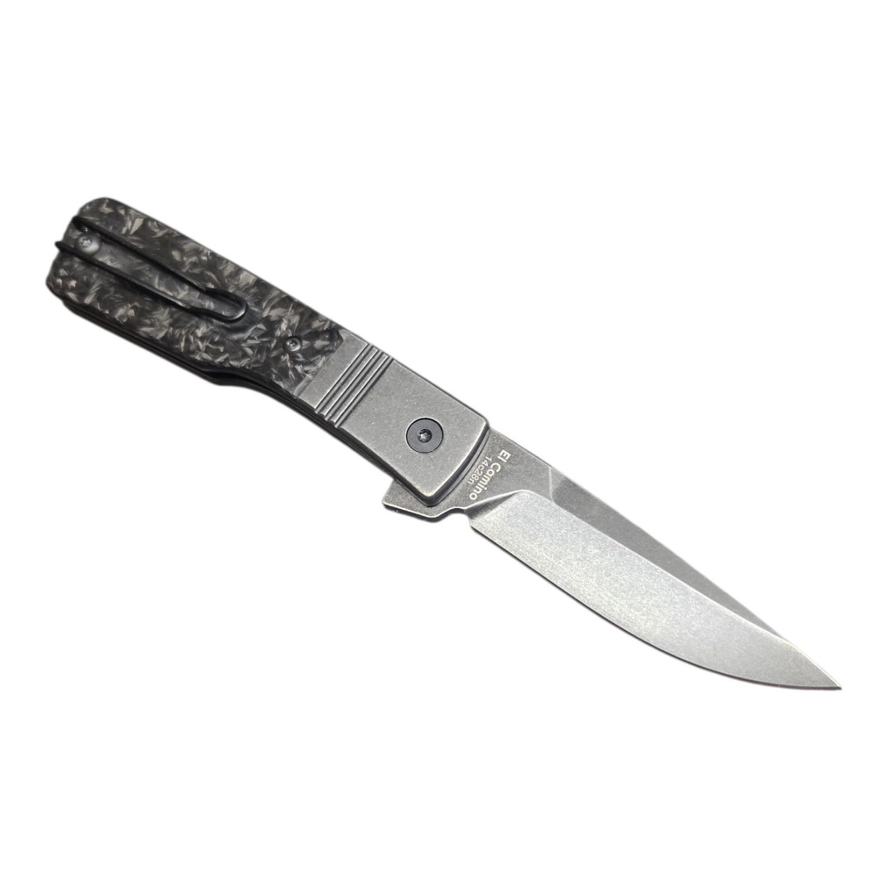 Finch Knives El Camino EL110 Shredded Carbon Fiber 14C28N