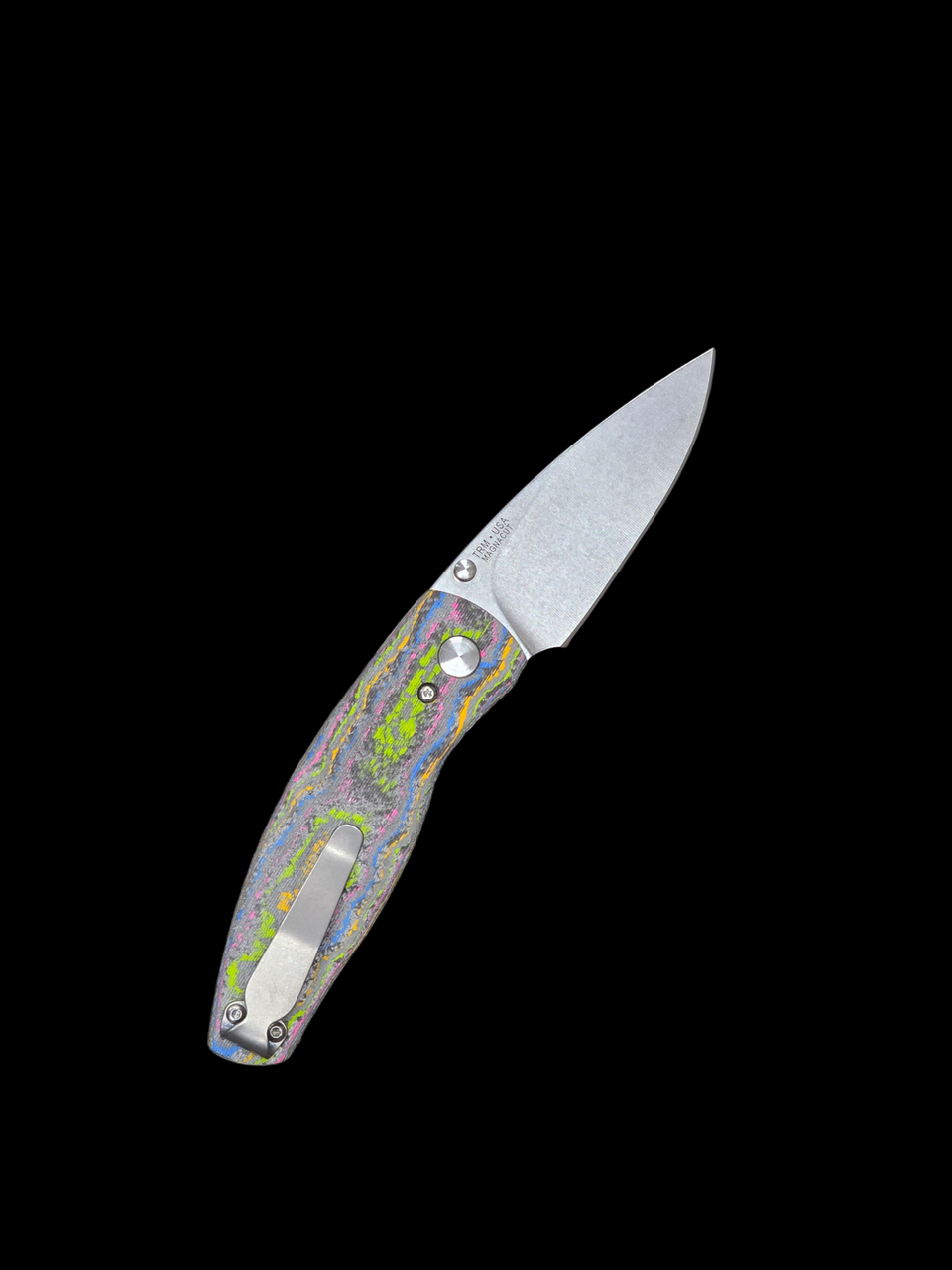 TRM Neutron 2 Liner Lock 80's Camo Carbon 3D Contoured Smooth Scales - MagnaCut Blade - Made In USA