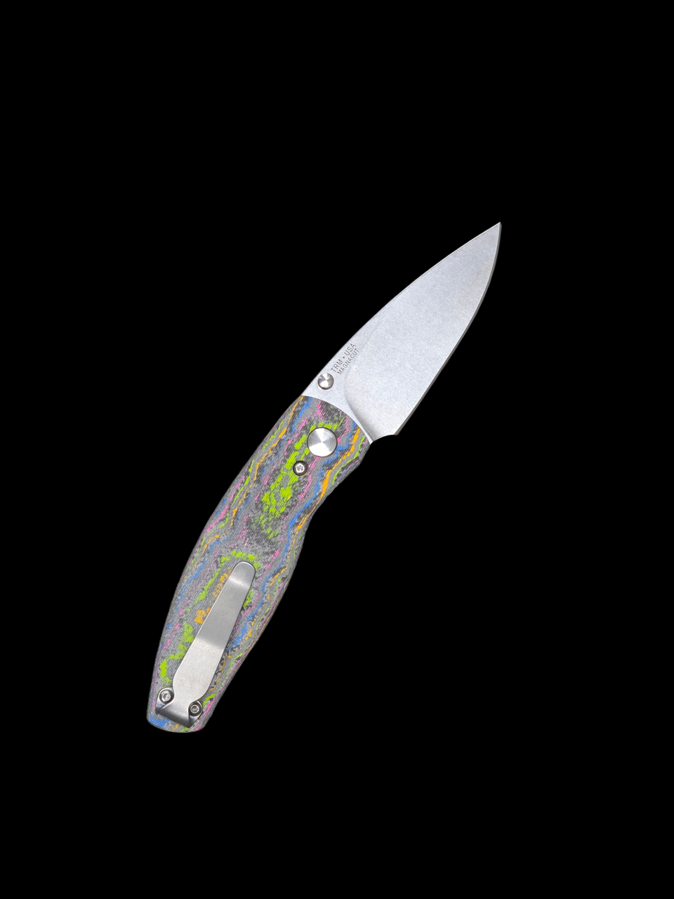 TRM Neutron 2 Liner Lock 80's Camo Carbon 3D Contoured Smooth Scales - MagnaCut Blade - Made In USA