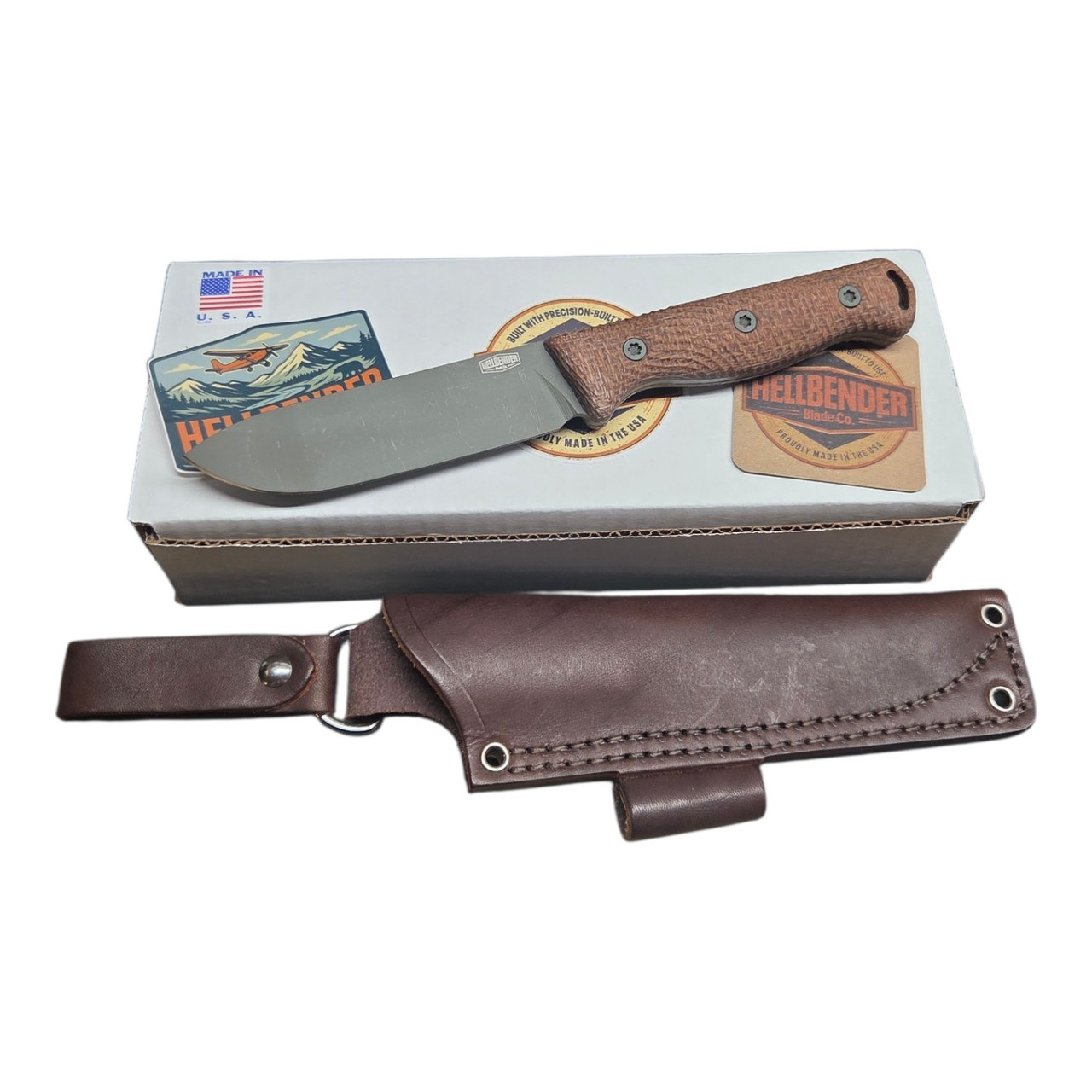 Hellbender Blade Co. MP5 Mudpup Burlap Micarta Magnacut