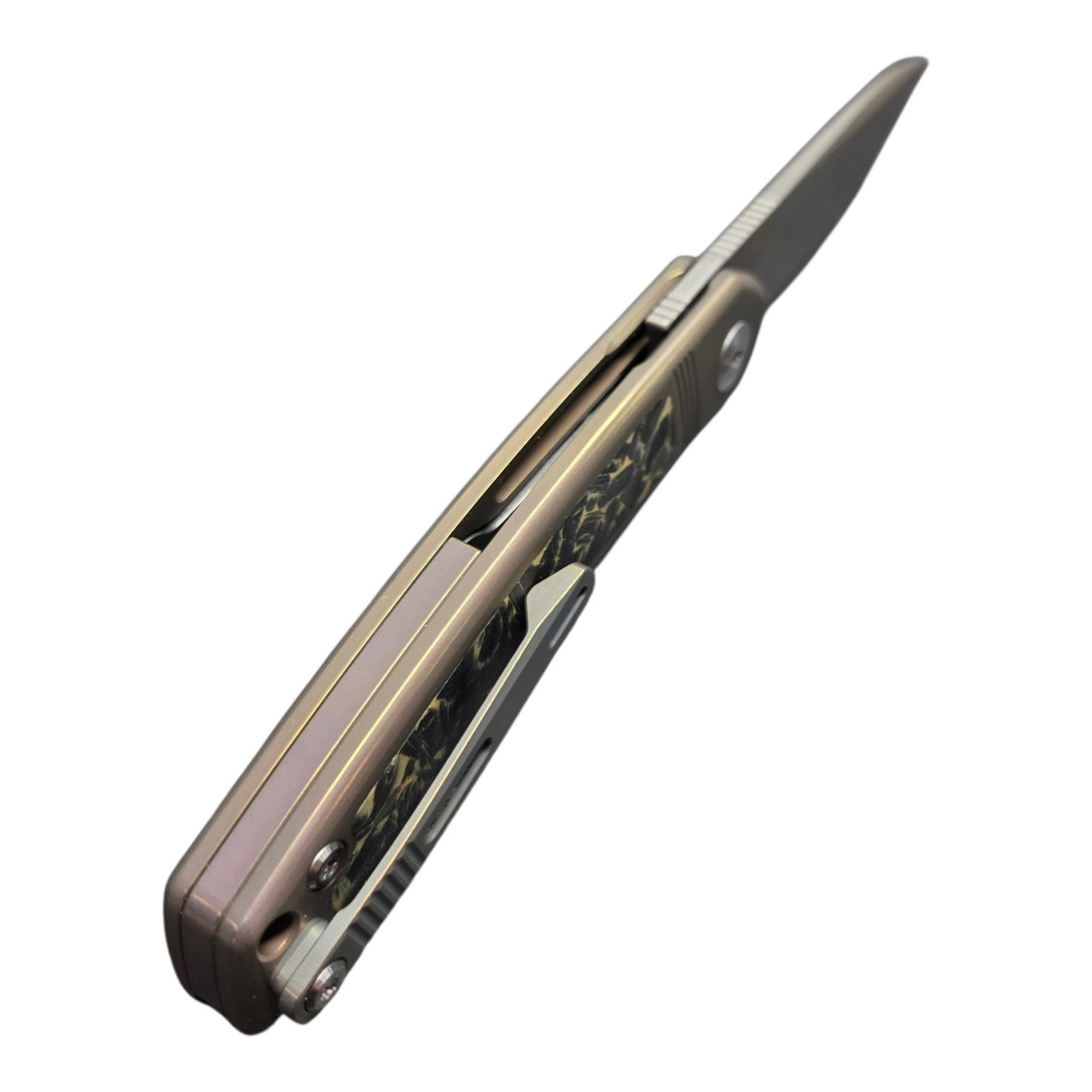 Dream Tech D4288BR M390 Pocket Knife With Bronze Titanium Handle And Button Lock System Blade Show 2026