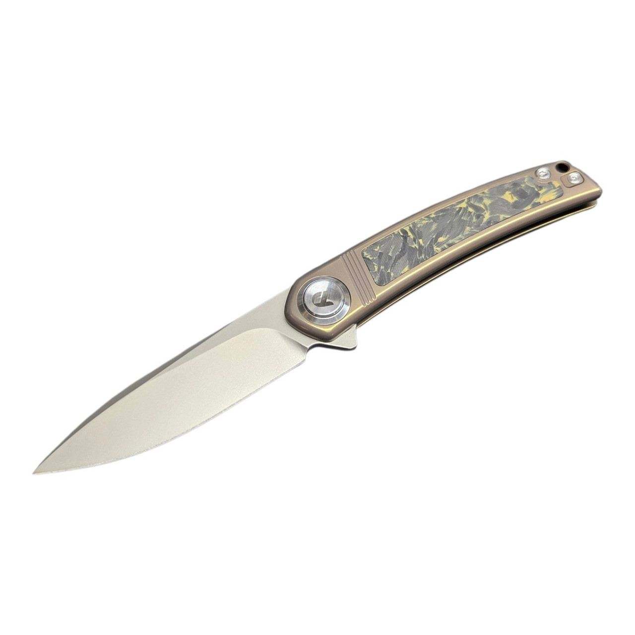 Dream Tech D4288BR M390 Pocket Knife With Bronze Titanium Handle And Button Lock System Blade Show 2026