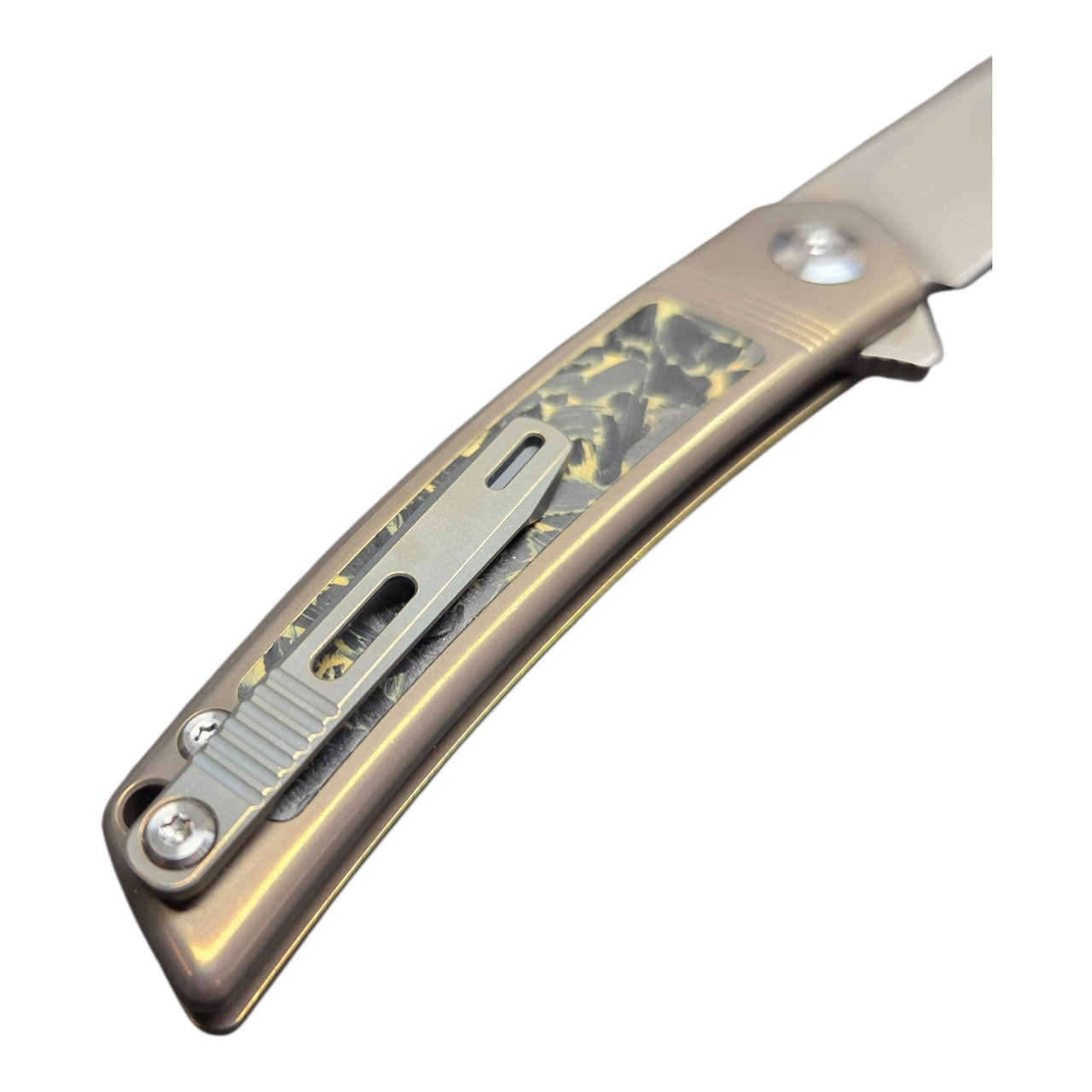 Dream Tech D4288BR M390 Pocket Knife With Bronze Titanium Handle And Button Lock System Blade Show 2026