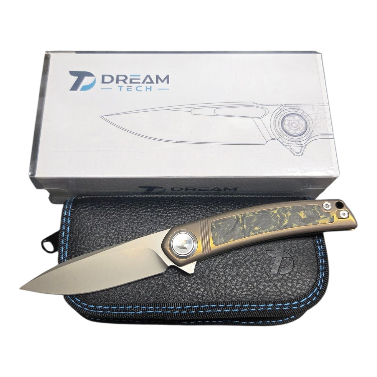 Dream Tech D4288BR M390 Pocket Knife With Bronze Titanium Handle And Button Lock System Blade Show 2026