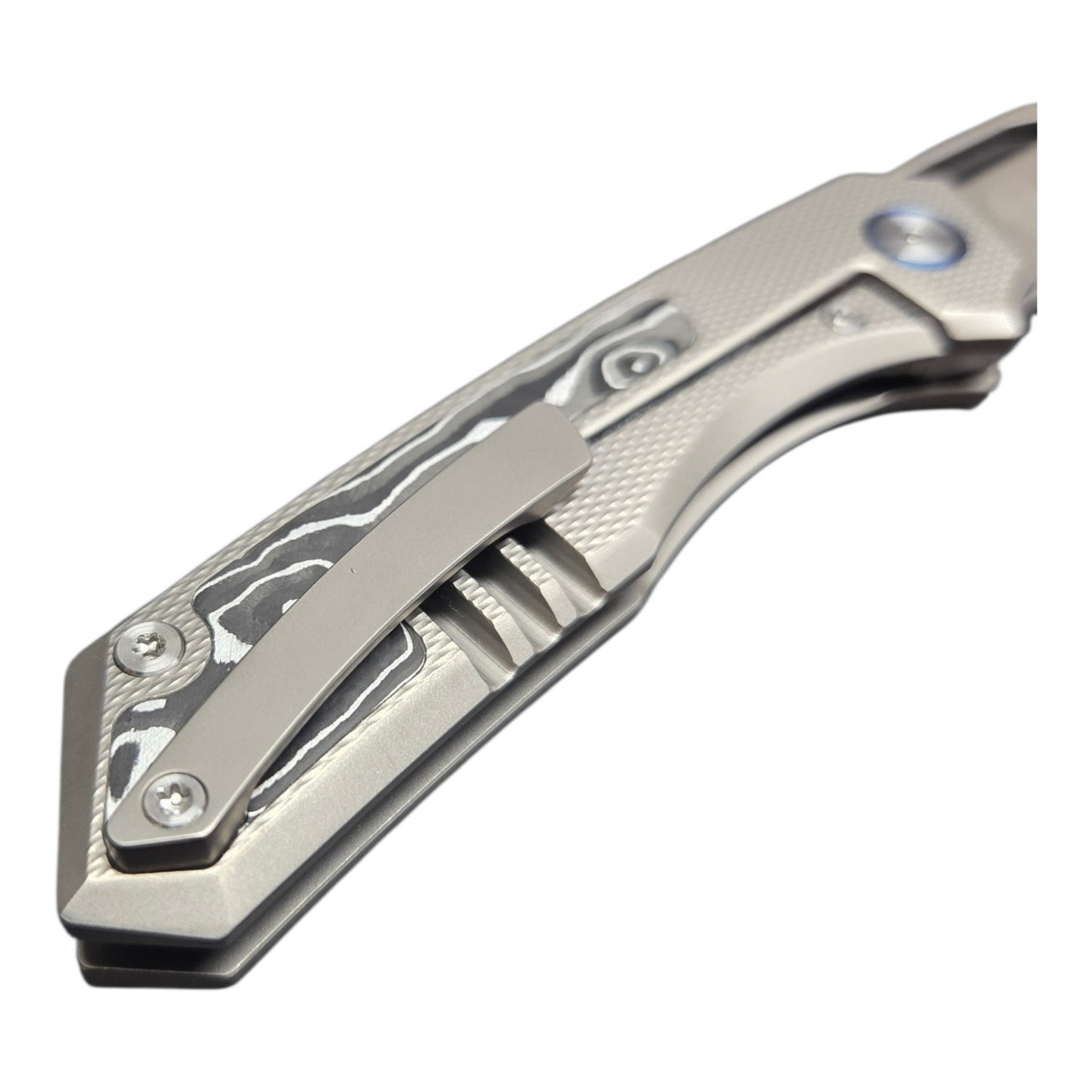 Miguron Knives Keryx Front Flipper Folding Knife 3.18" Hand Ground Rubbed Satin M390 Blade Titanium Handle With Bronze Carbon Fiber Inlay Survival Camping Pocket Knife MGR-605CSRII