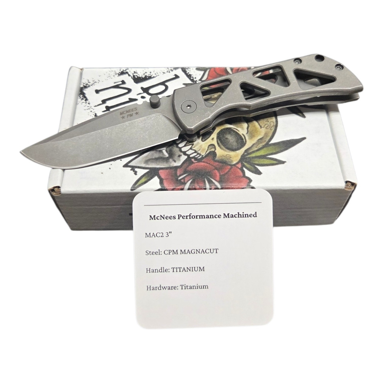 McNees Knives Mac2 3" DP Skeleton Blade Show 2026 Magnacut Stonewashed