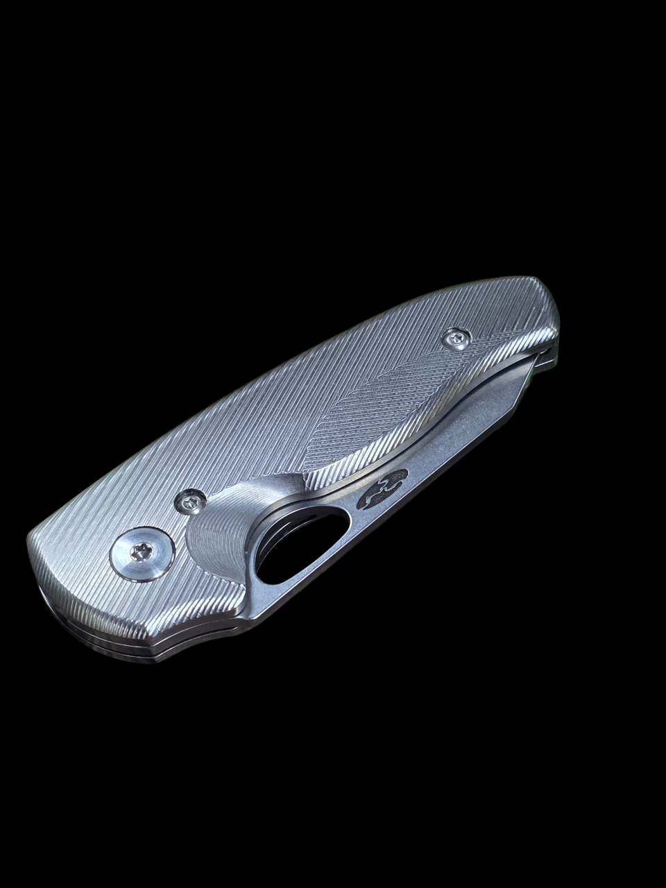 TRM HOLIER NERD LINERLOCK with MAGNACUT Blade 3D Contoured Pinstripe Titanium Scales