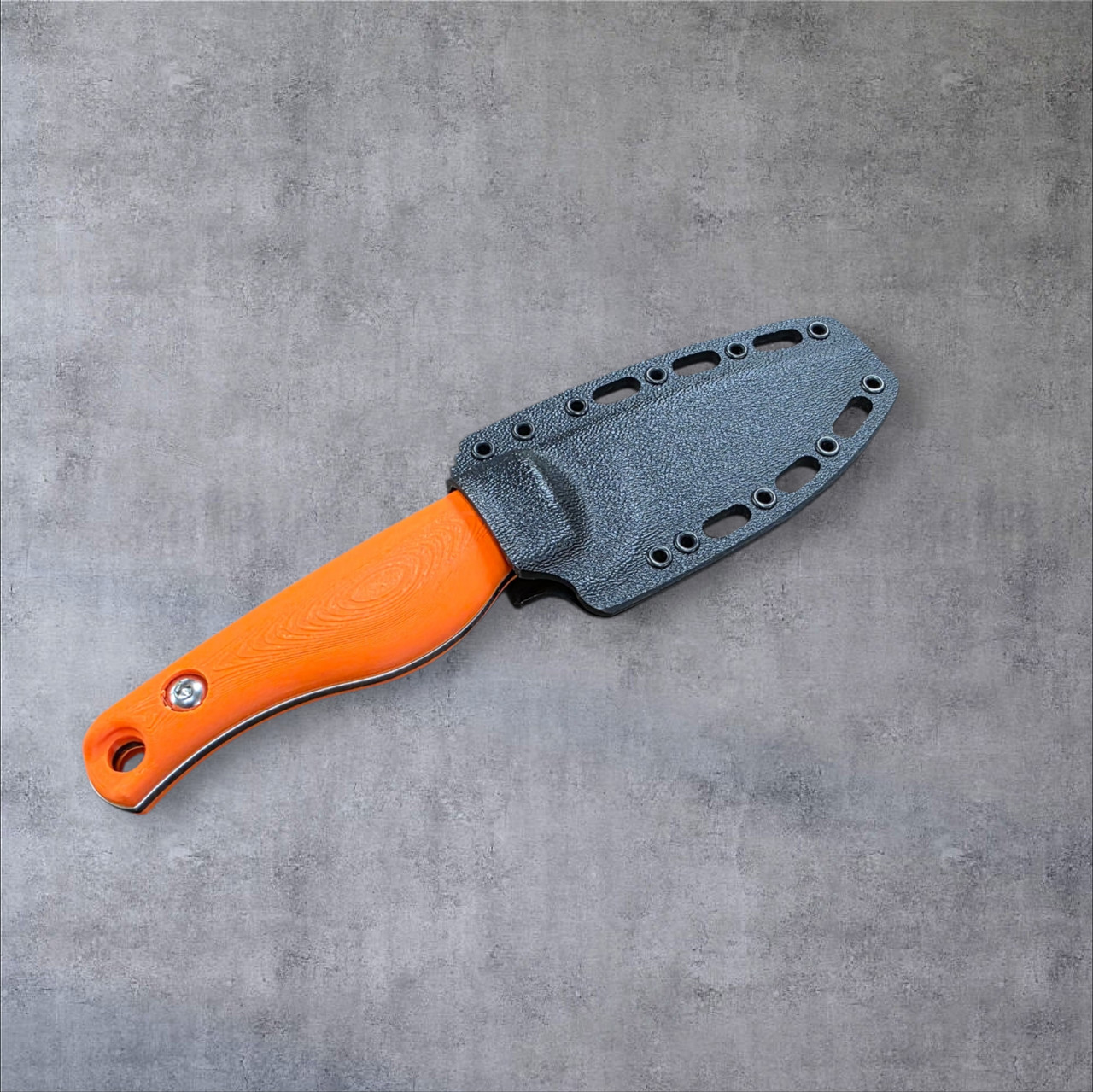 Creely Blades Mako Magnamax Orange 3D Printed Scales With Kydex Sheath