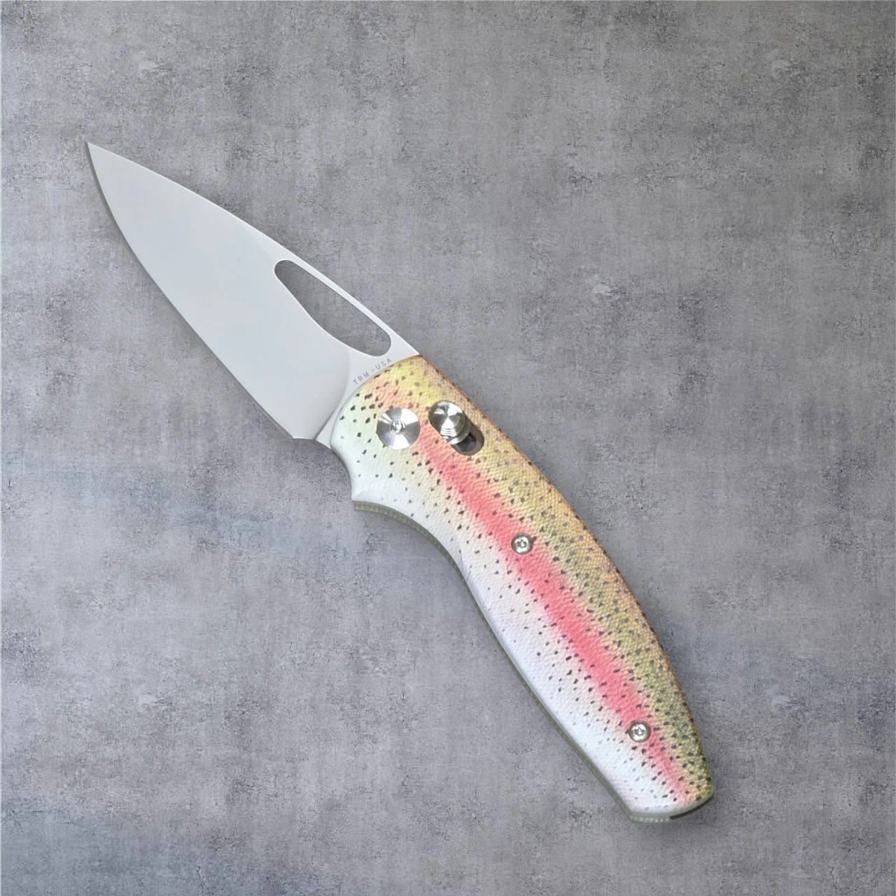 TRM Bulldog Rev. B Rainbow Trout Pattern G10 3D With Magnacut Blade-Made In USA 
