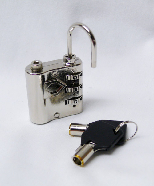 Small Chrome Luggage Lock with Tubular Key Bypass 