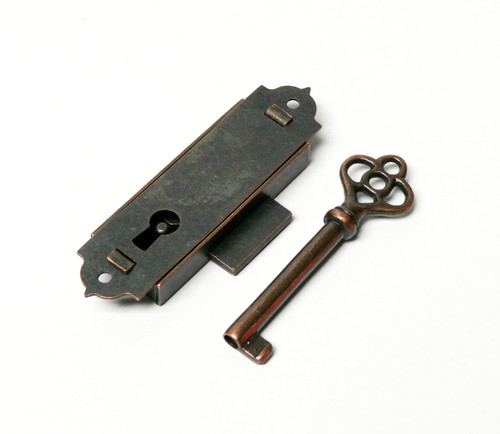 Bronze Surface Mount Skeleton Key Furniture Lock 