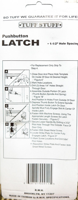 Tuff Stuff Pushbutton Latch Storm Screen Door Handle Black 922BL