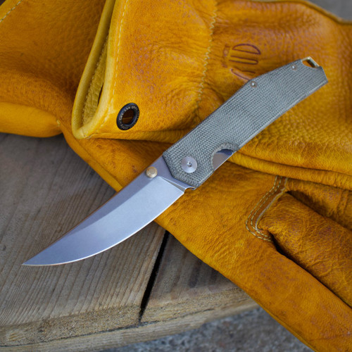 Giant Mouse Ace CLYDE - Green Canvas Micarta/Brass/Elmax 