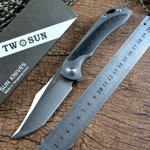 Two Sun TS224 M390 Folder Titanium Carbon Fiber Inlay