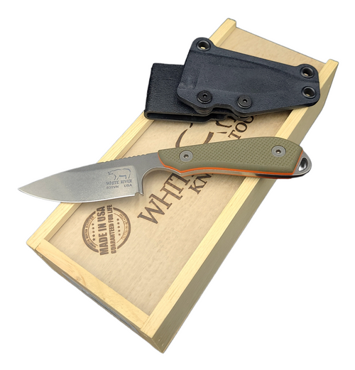 White River Knife & Tool M1 Backpacker Pro Green/Orange Textured G10