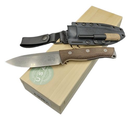 White River Knife & Tool Ursus 45 Natural Burlap Micarta