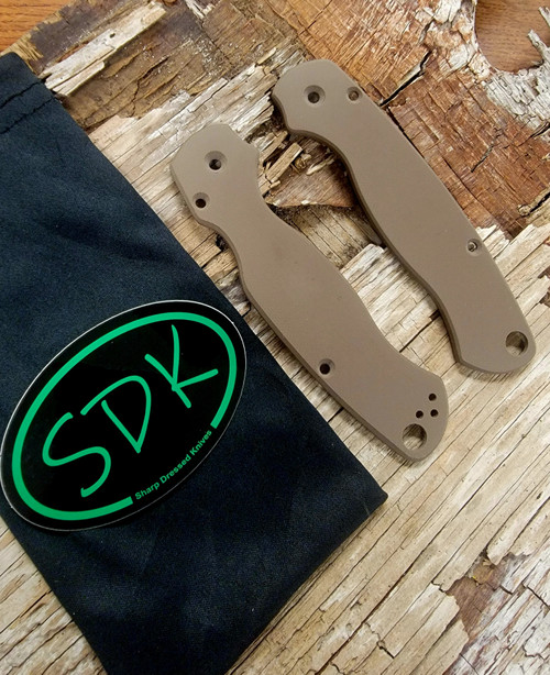 SDK Spyderco PM2 Smooth G10 Scales -FDE 