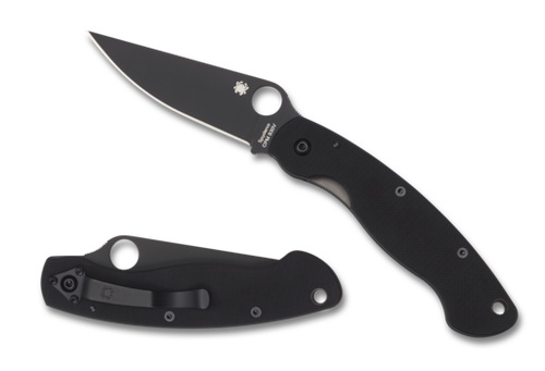 SPYDERCO MILITARY™ MODEL G-10 BLACK / BLACK BLADE S30V MADE IN USA 