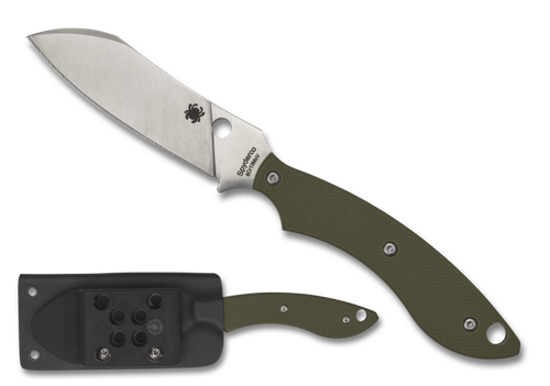 Spyderco Stok Drop Point Fixed Blade OD Green G-10 (3" Satin)