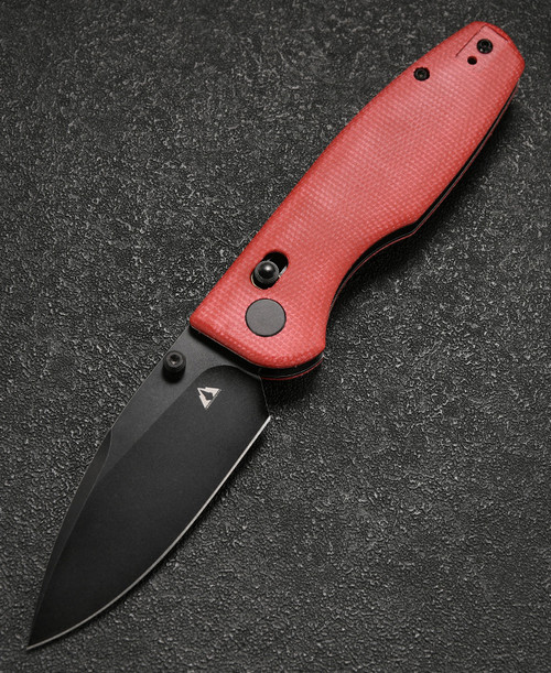 CMB Made Knives Predator Axis Lock Knife Red G-10 (3.4" Black SW D2)