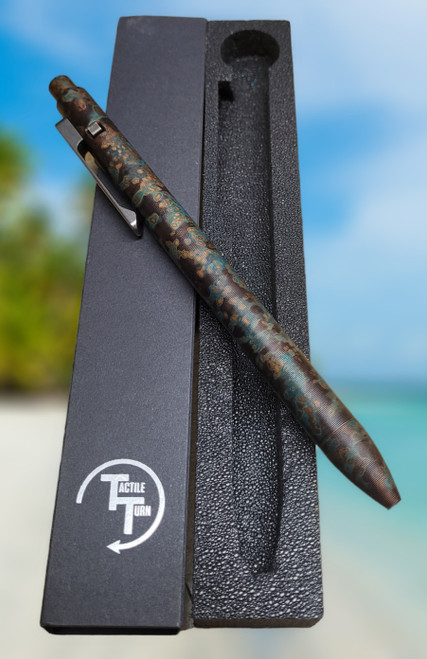 Tactile Turn Copper Side Click Pen w/ Titanium Clip Custom "Shipwreck" Patina