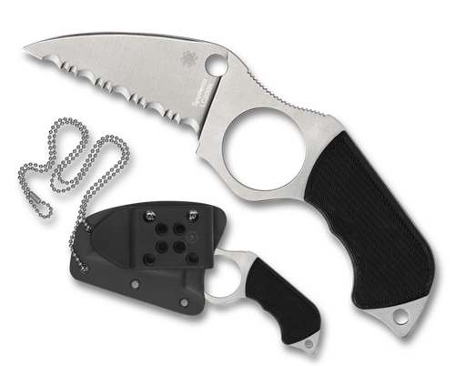 Spyderco Swick 5 Fixed Blade Knife Black G-10 (2.73" Satin Serr) FB14S5