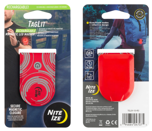 Nite Ize TagLit Rechargeable Magnetic LED Marker Light Red TGLR-10-R3