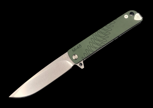 Medford Knife & Tool M-48 Folder Tumbled S45VN Green Handles 
