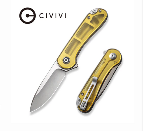 CIVIVI Elementum Flipper Knife Polished Ultem Handle (2.96" Satin Finished D2 Blade) C907A-4