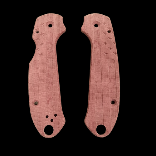 RGT Spyderco Para 3 Skinny Linen Red Micarta Flag Scale Set