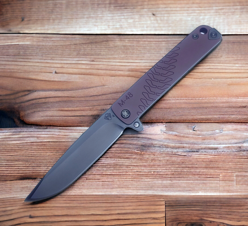 Medford Knife & Tool M-48 Folder PVD CPM S45VN/Red Aluminum & PVD Titanium - PVD Hardware & Clip