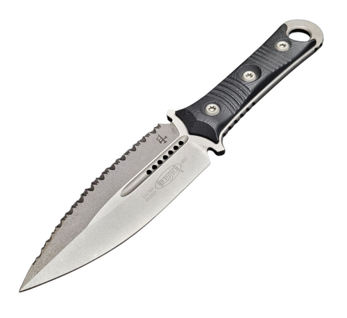 Pre-owned Microtech SBD D/E Stonewash Full Serrated 201-12 Fixed Blade