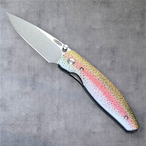 TRM Atom 3D Contoured G10 Rainbow Trout Scales - 20CV Blade - Made In USA