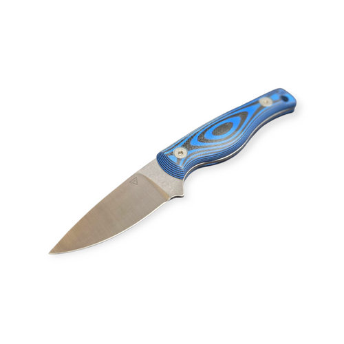 Creely Blades Mako Magnacut Blue/Black G10 Scales With Leather Sheath