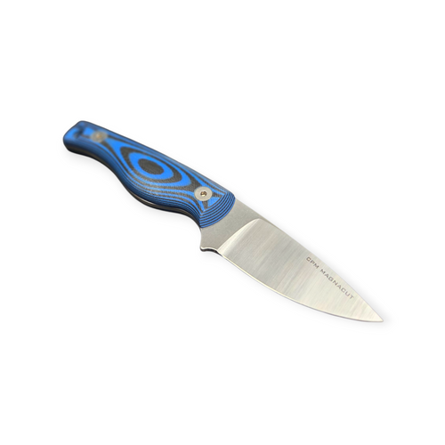 Creely Blades Mako Magnacut Blue/Black G10 Scales With Leather Sheath